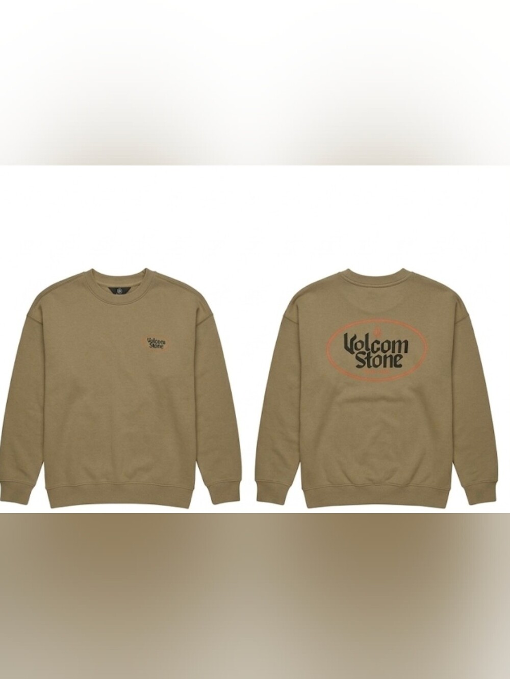 Volcom Olive Green Crewneck Sweatshirt with Back Logo